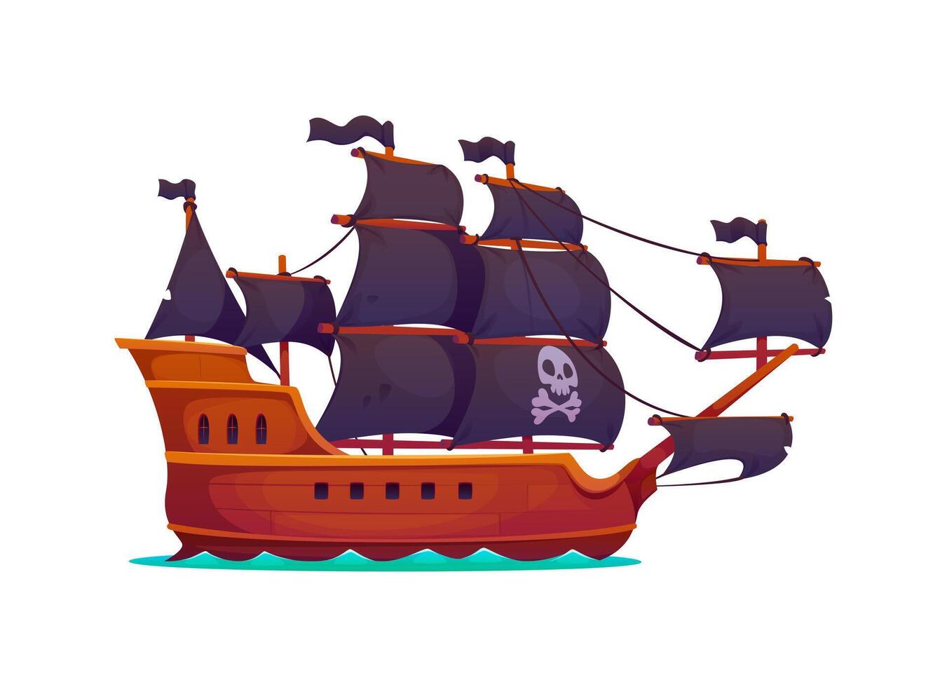 Corsair pirate ancient brigantine sail ship vector