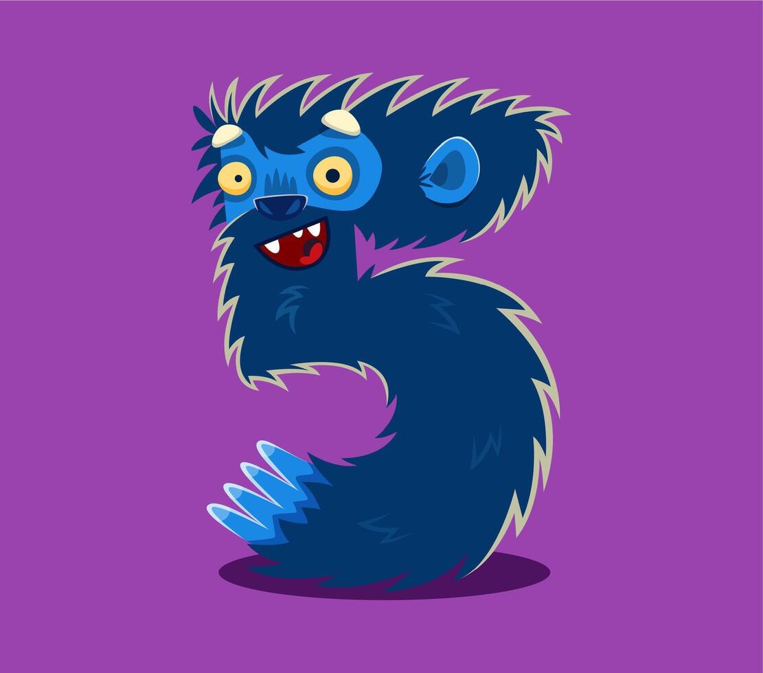 Halloween font digit 5 five monster character vector