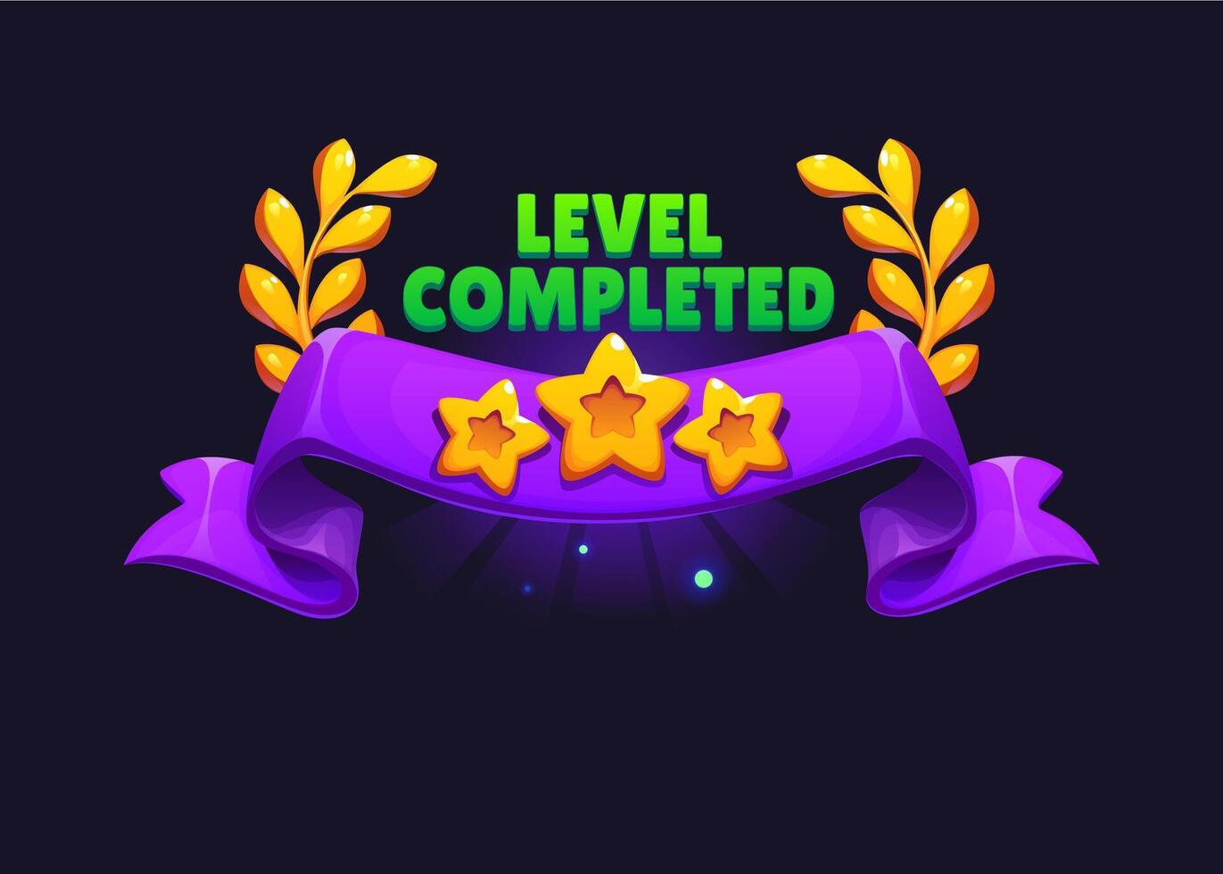 Level completed badge or level up game GUI asset vector