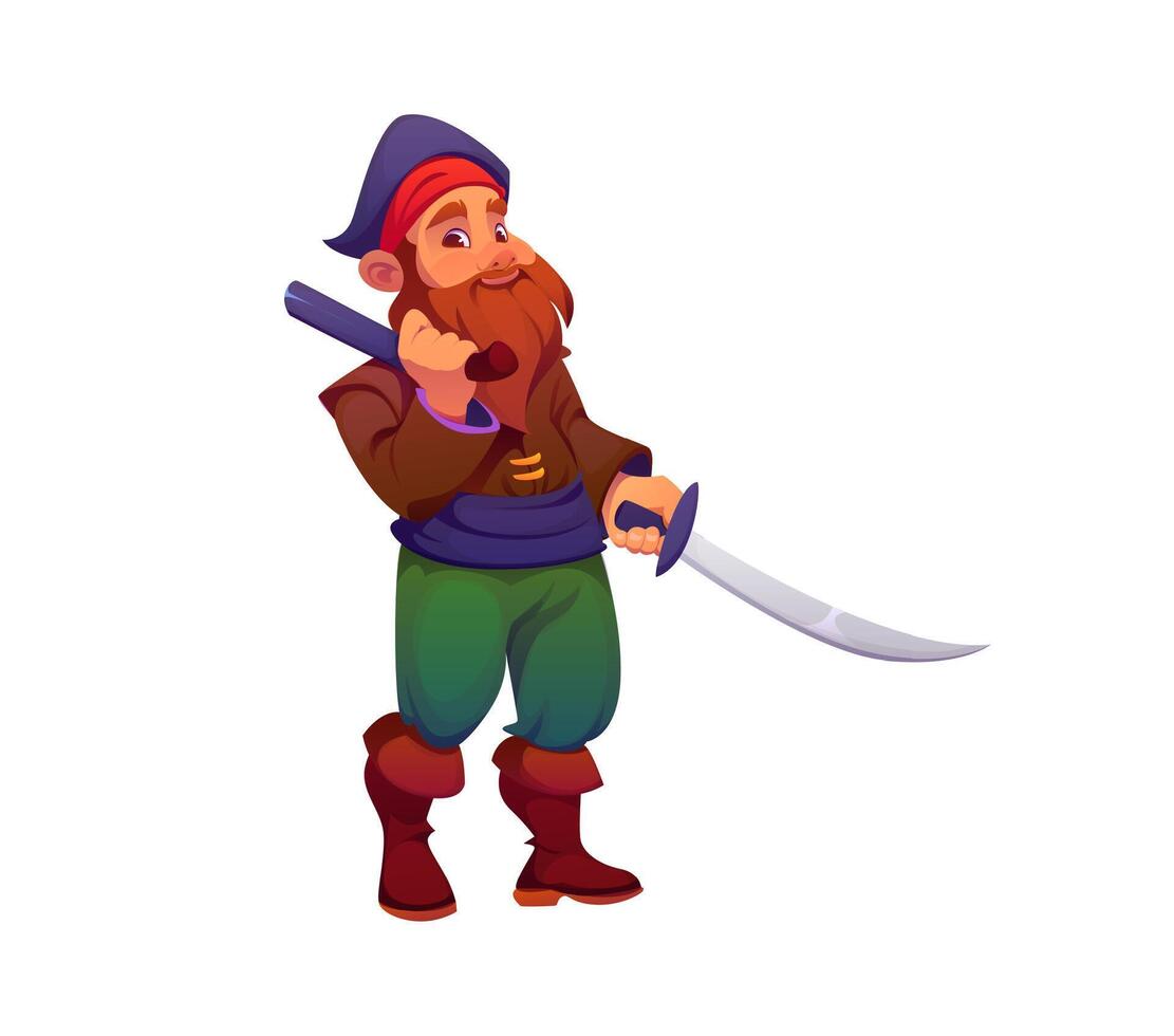 Cartoon pirate character wearing cocked hat vector