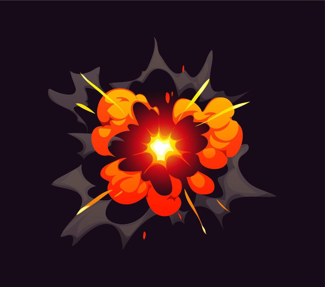 Bomb blast explosion effect of cartoon boom clouds vector