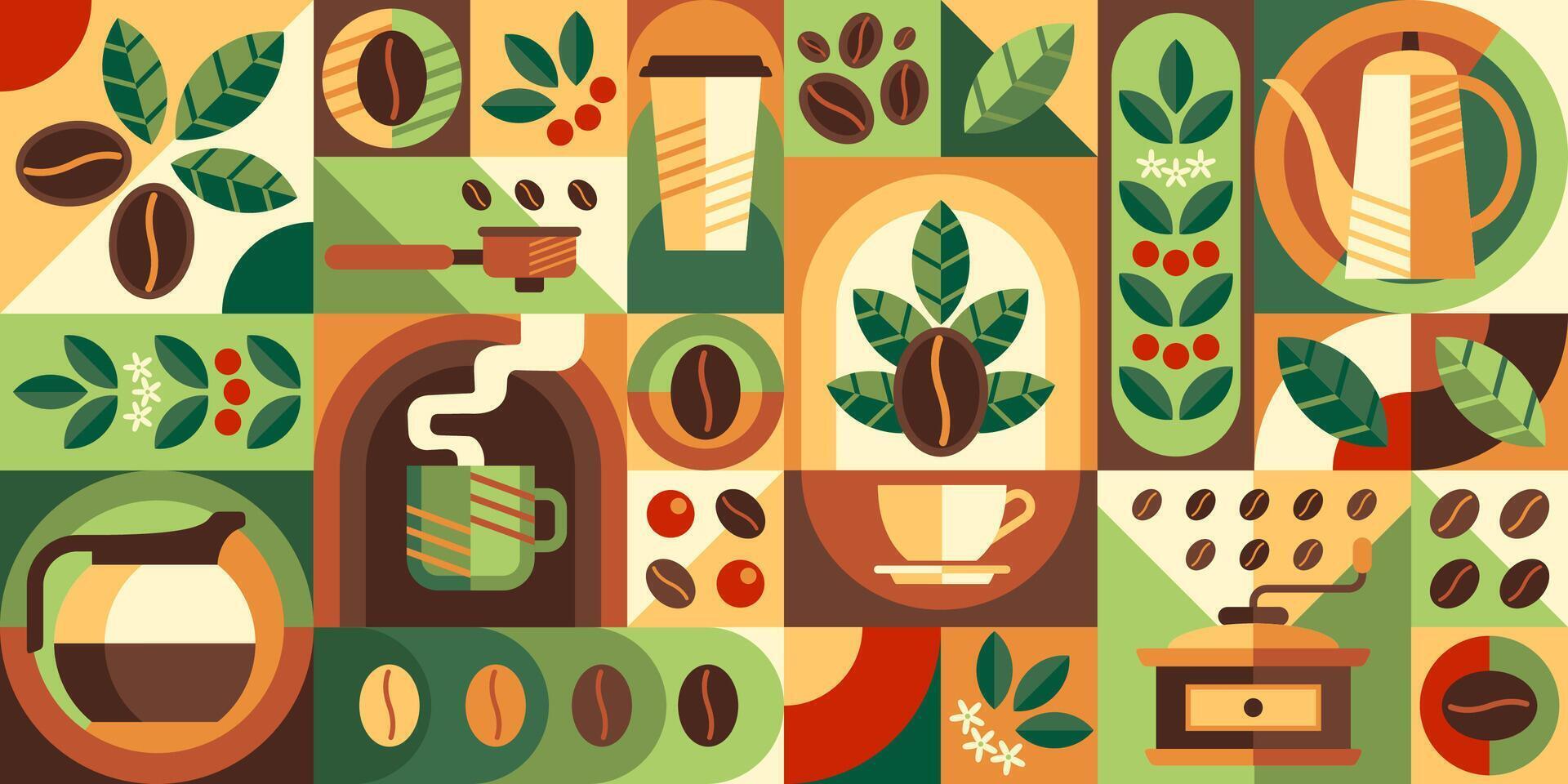 Abstract coffee drink beverage geometric pattern vector
