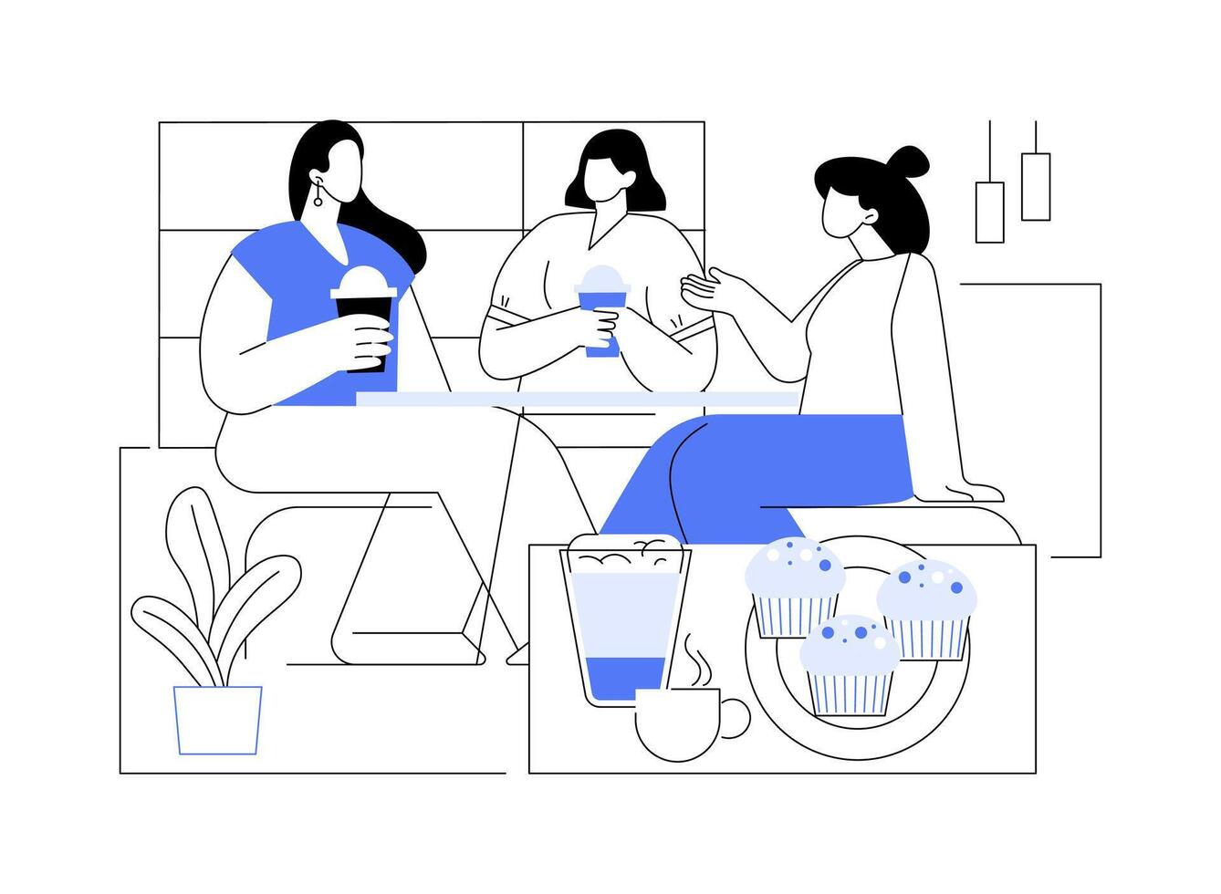 Chatting with friends isolated cartoon illustrations. vector