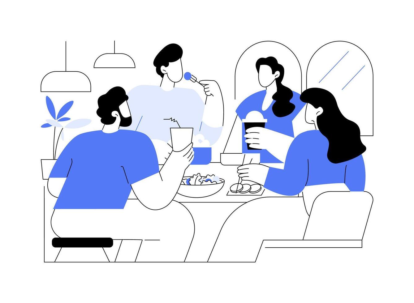 Dinner out isolated cartoon illustrations. vector