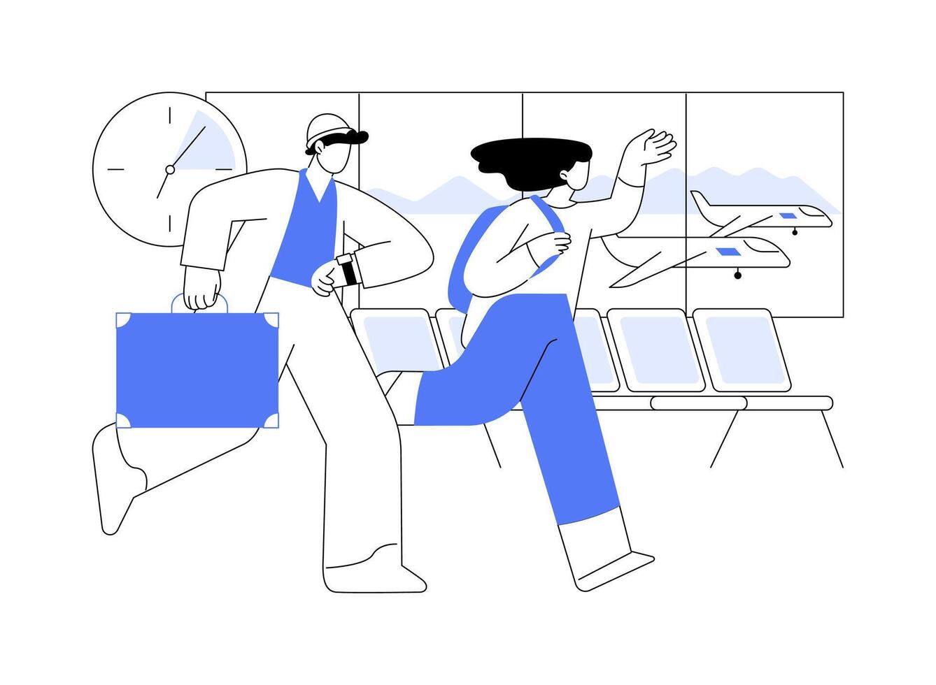 Being late for the flight isolated cartoon illustrations. vector