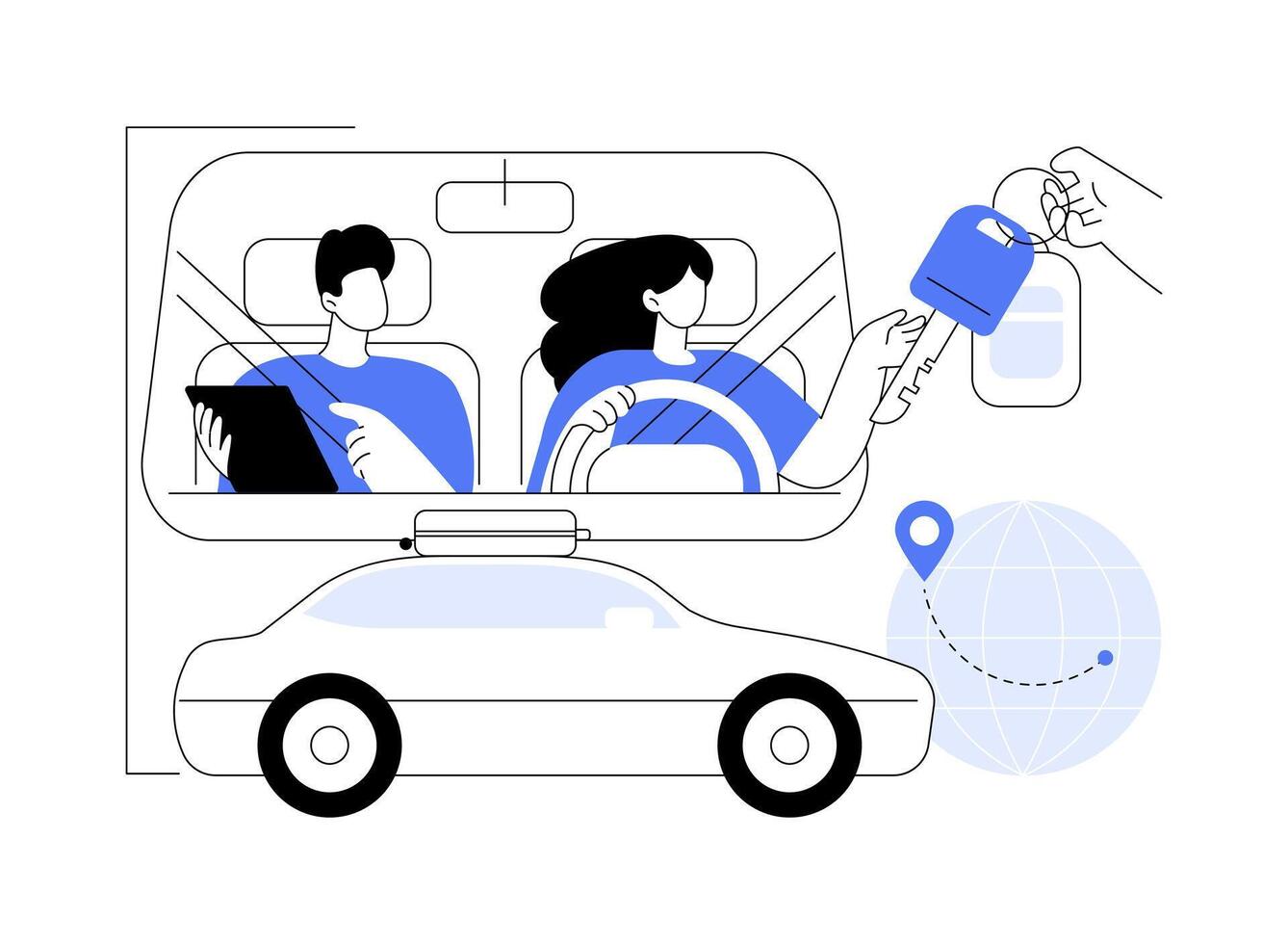 Renting a car isolated cartoon illustrations. vector
