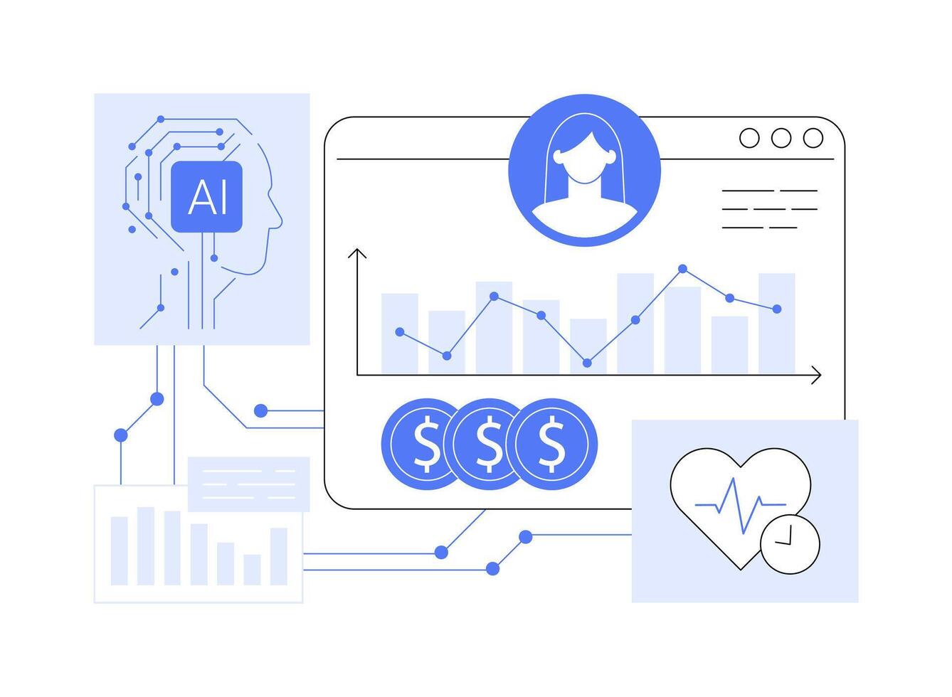 AI-Driven Customer Lifetime Value Analysis abstract concept illustration. vector