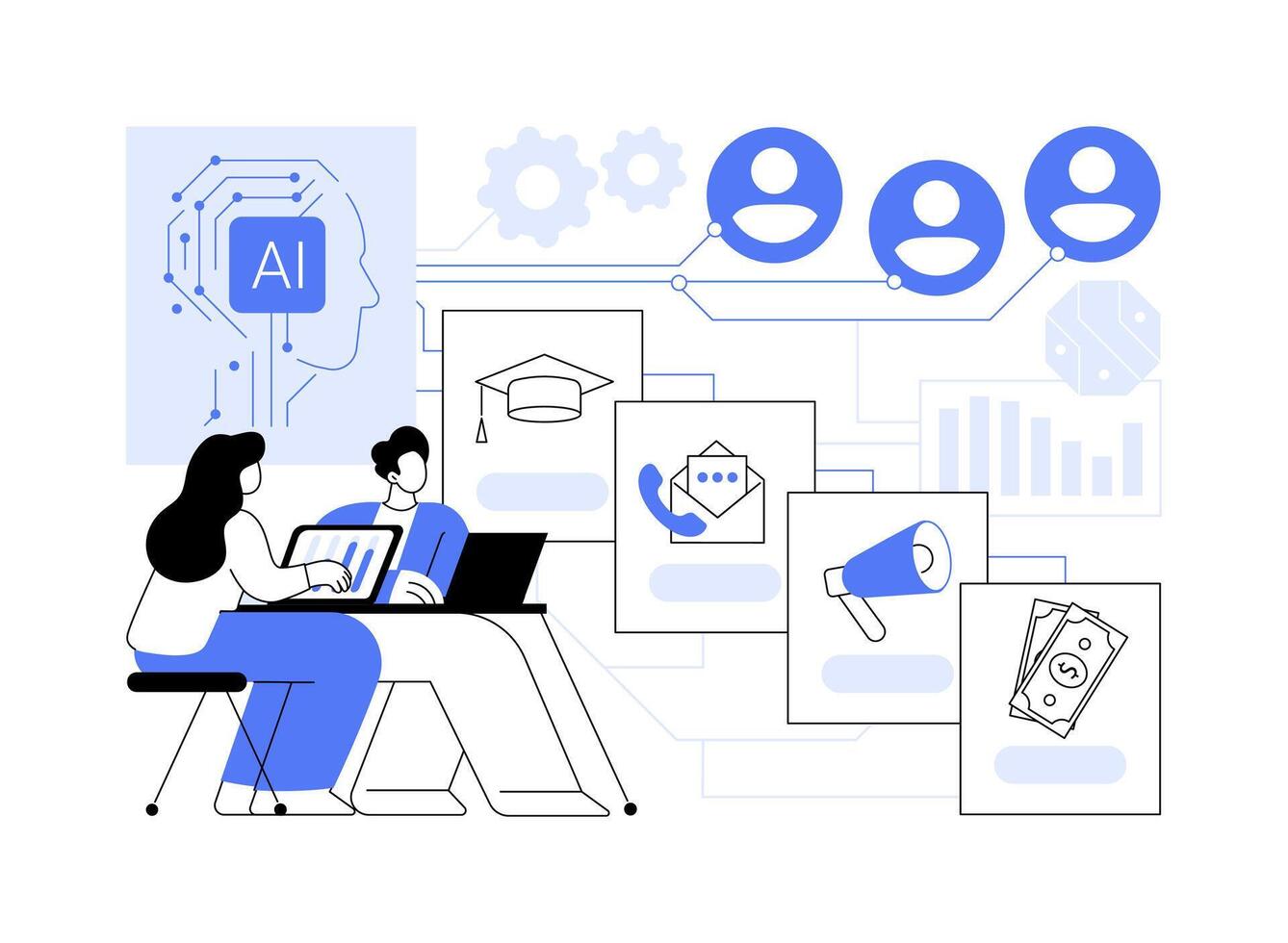 AI-Enhanced Lead Nurturing abstract concept illustration. vector