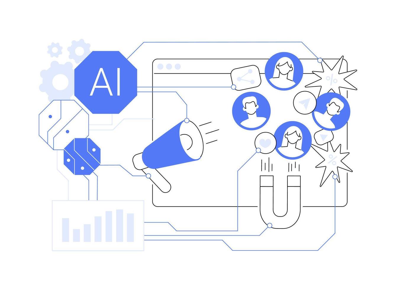 AI-Driven Customer Engagement Analytics abstract concept illustration. vector