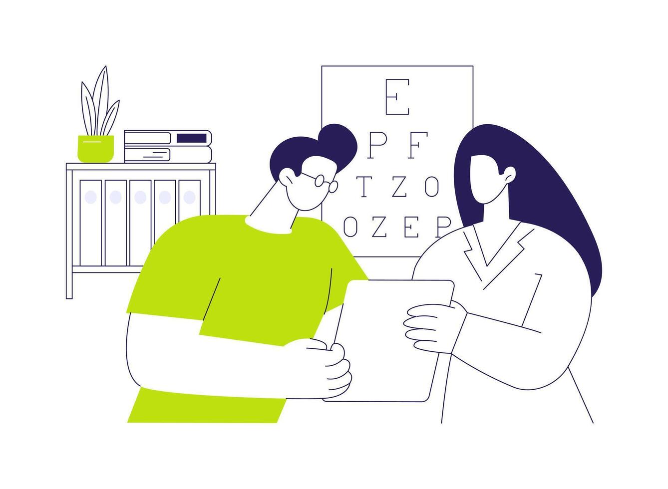 Laser eye surgery consultation abstract concept illustration. vector