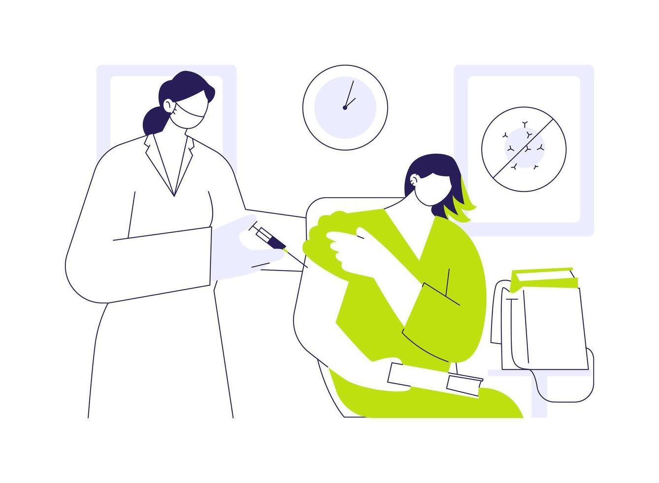 Flu shot abstract concept illustration. vector