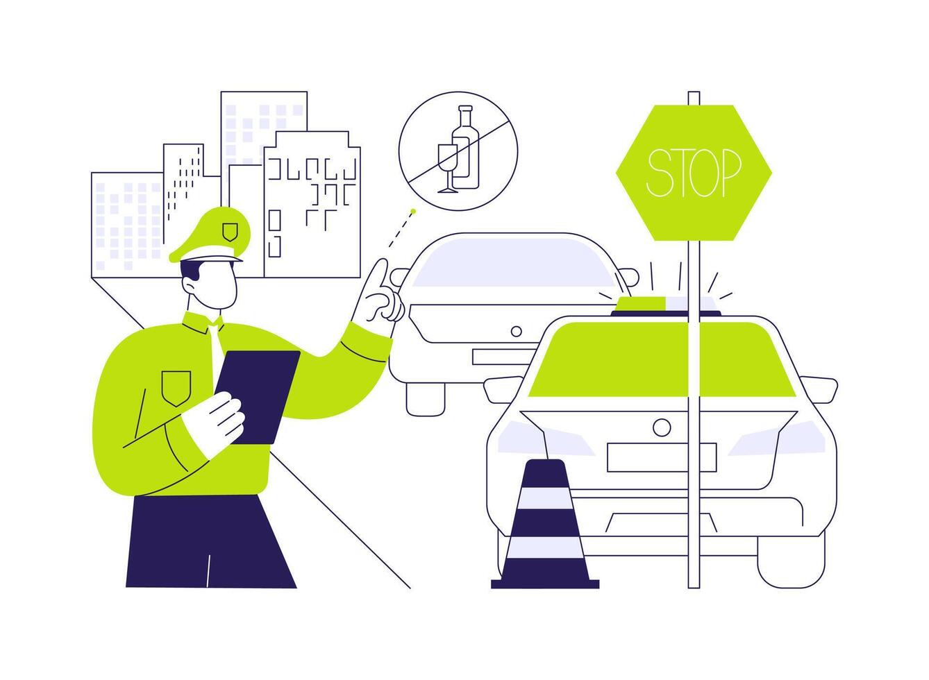 Sobriety checkpoint abstract concept illustration. vector