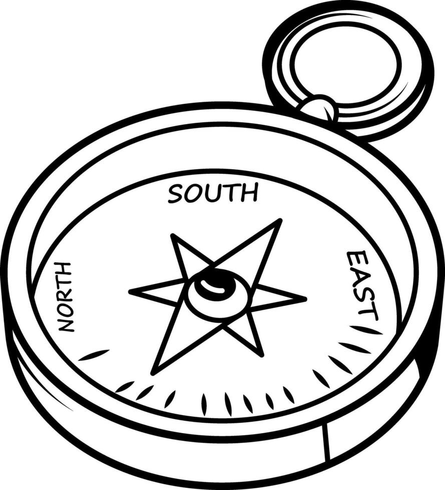 Directional compass icon in hand drawn style vector