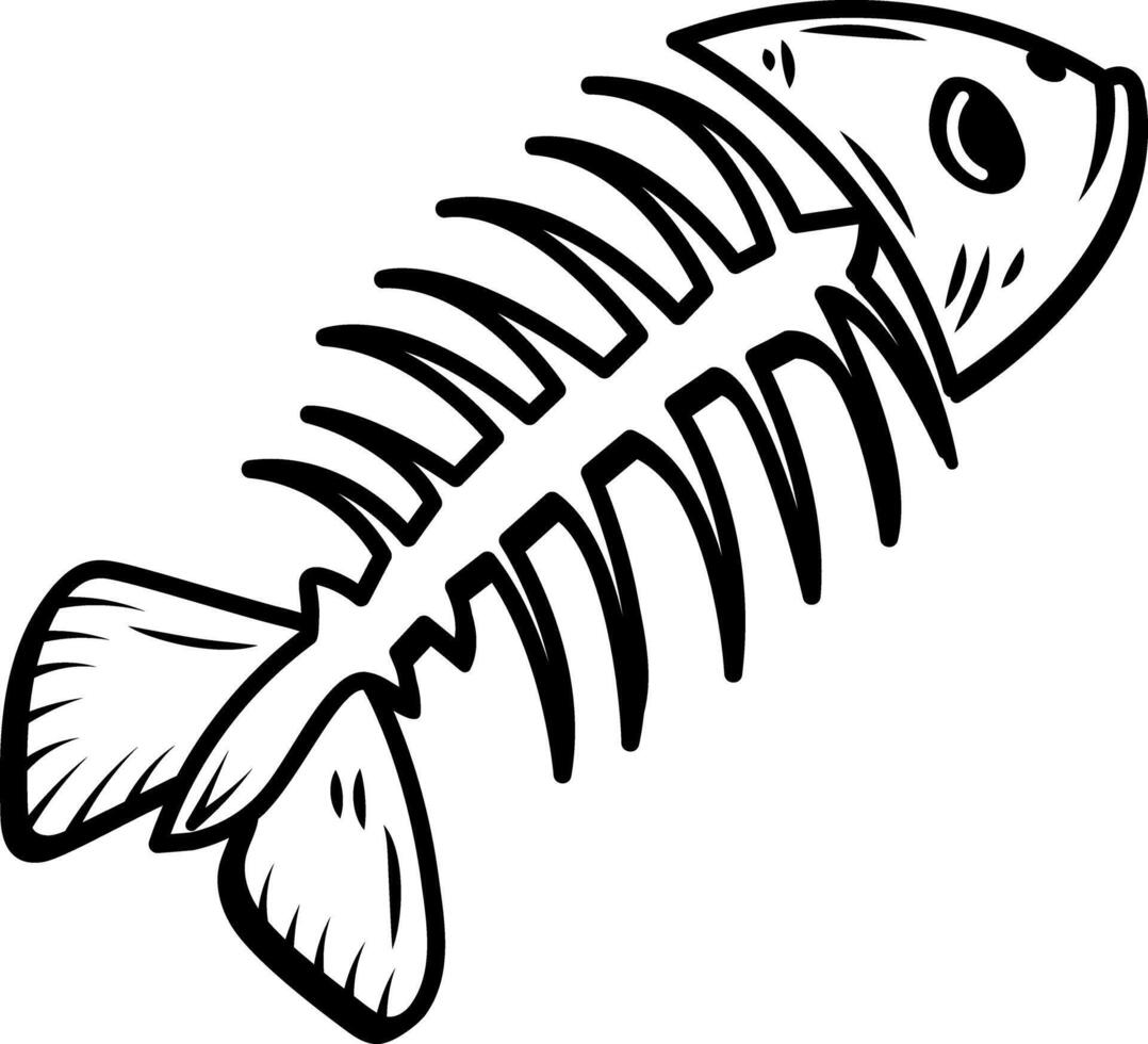 Fish skeleton icon in hand drawn style vector