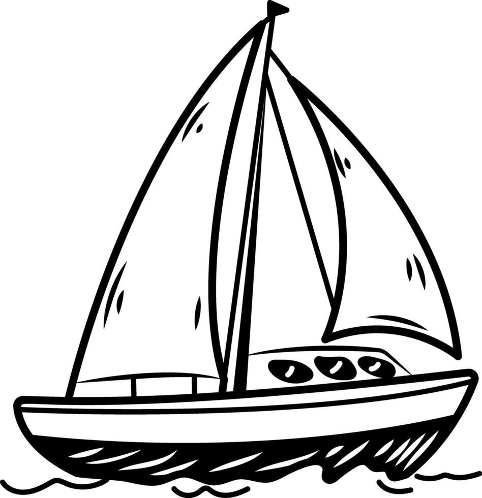Sailor boat icon in hand drawn style vector