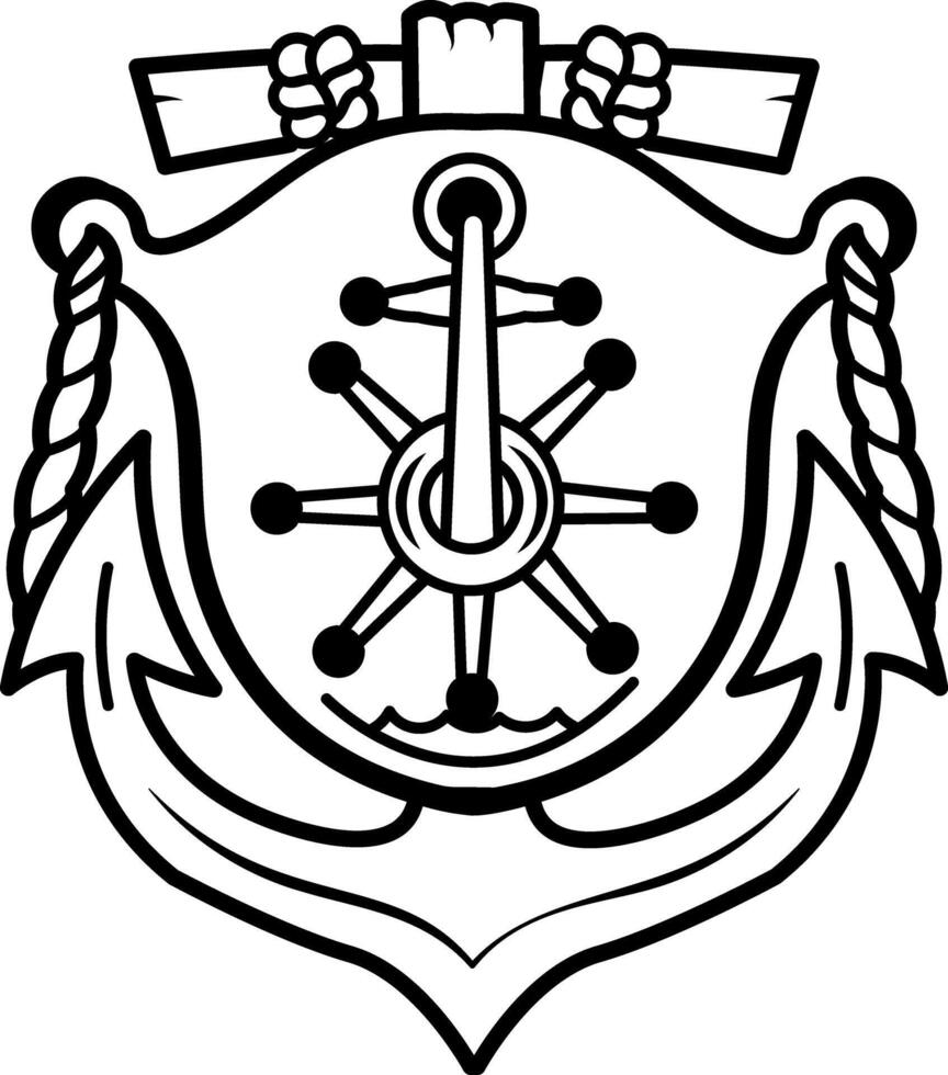 A hand drawn style icon of naval crest vector