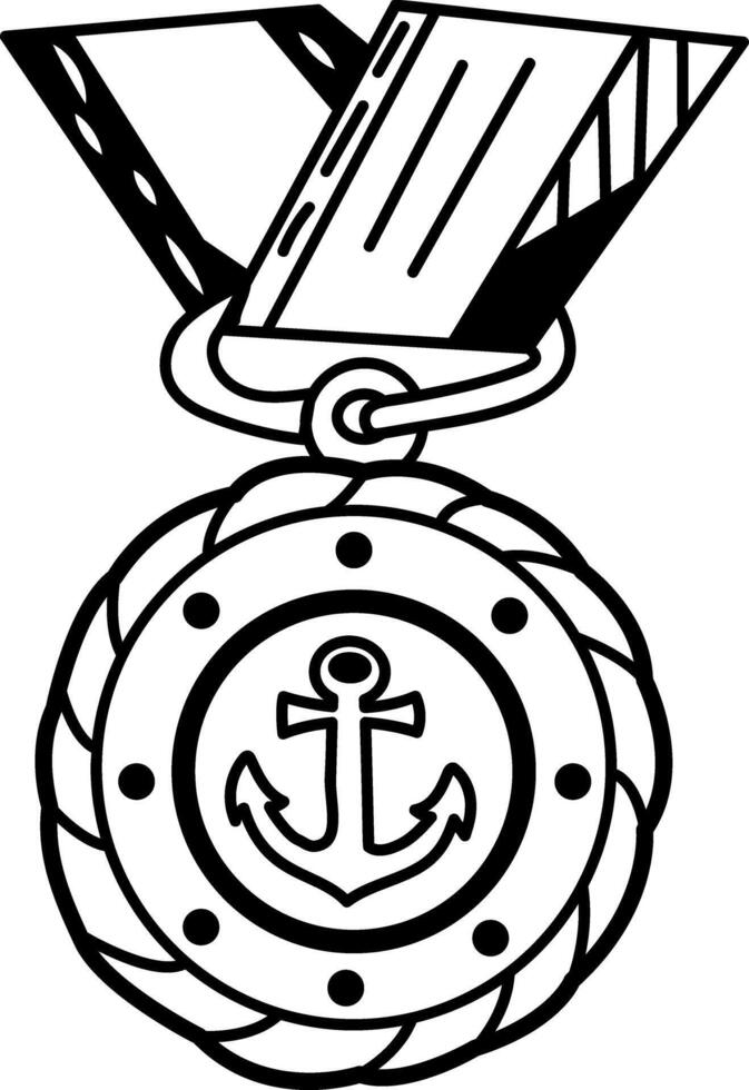 Sailing medal icon in hand drawn style vector