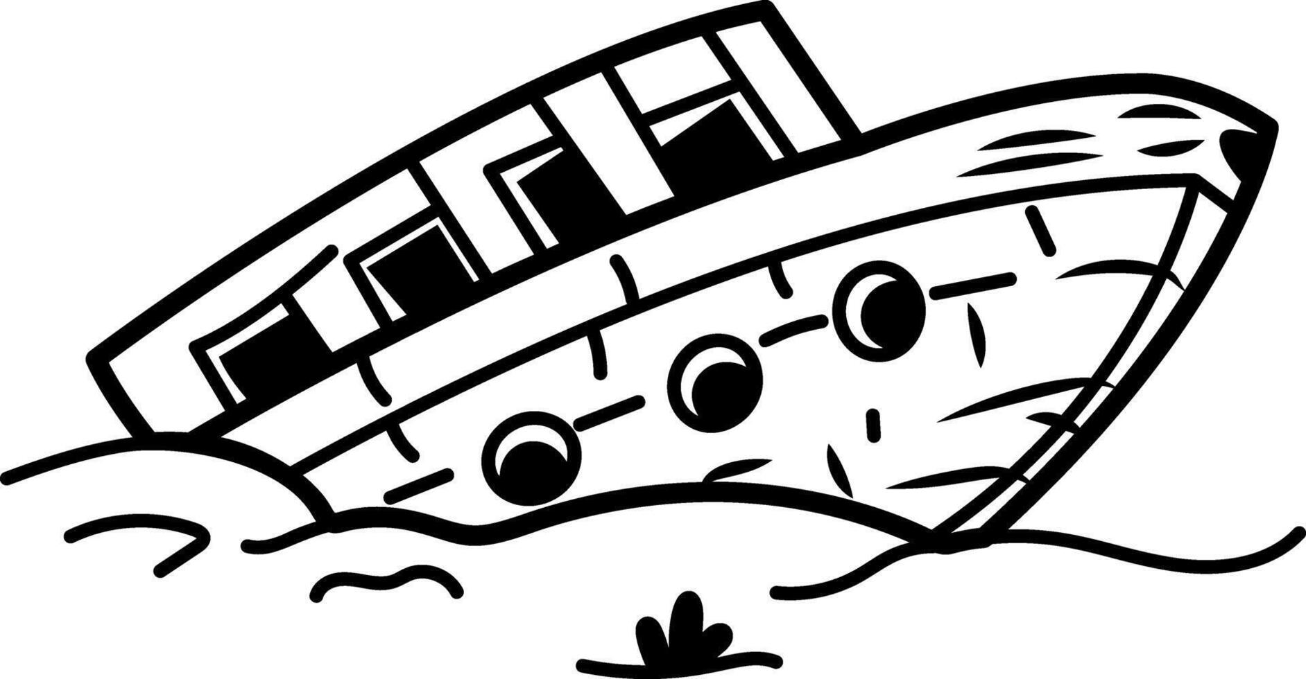 Shipwreck icon in doodle style vector