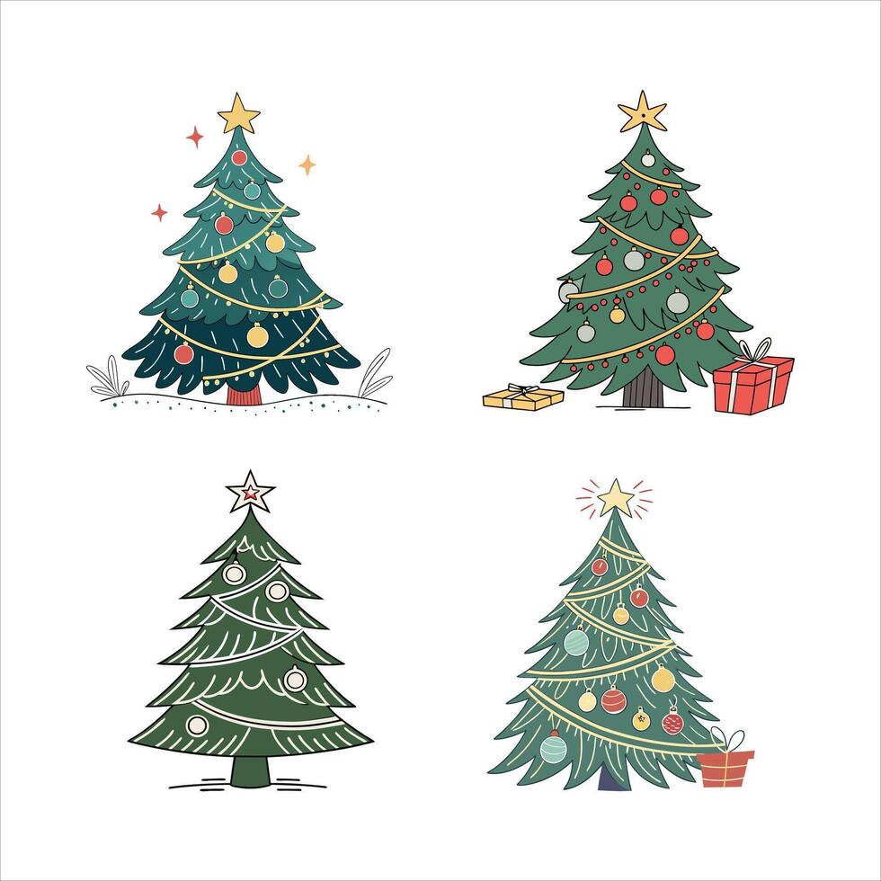Christmas Day Trees art illustration vector