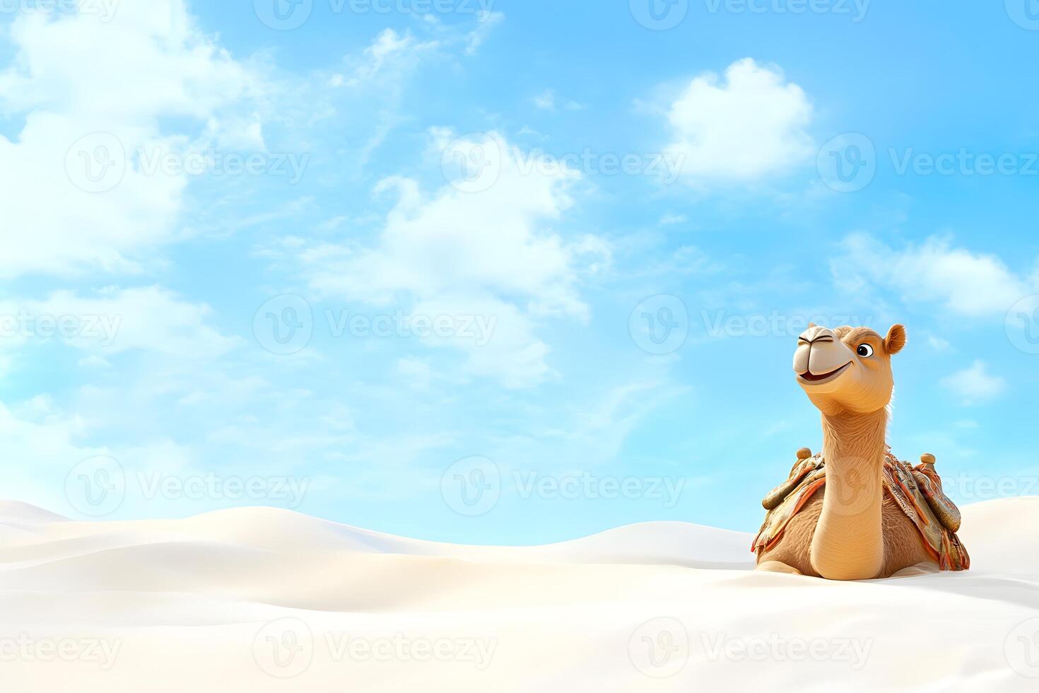 Cartoon camel desert landscape sunny day illustration photo
