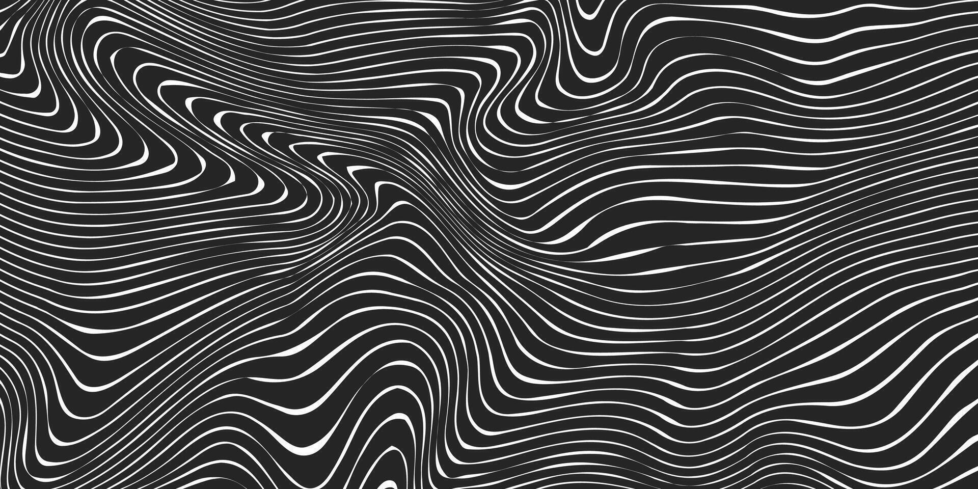 Optical illusion line pattern. Liquid black and white line abstract background.Monochrome line wave vector