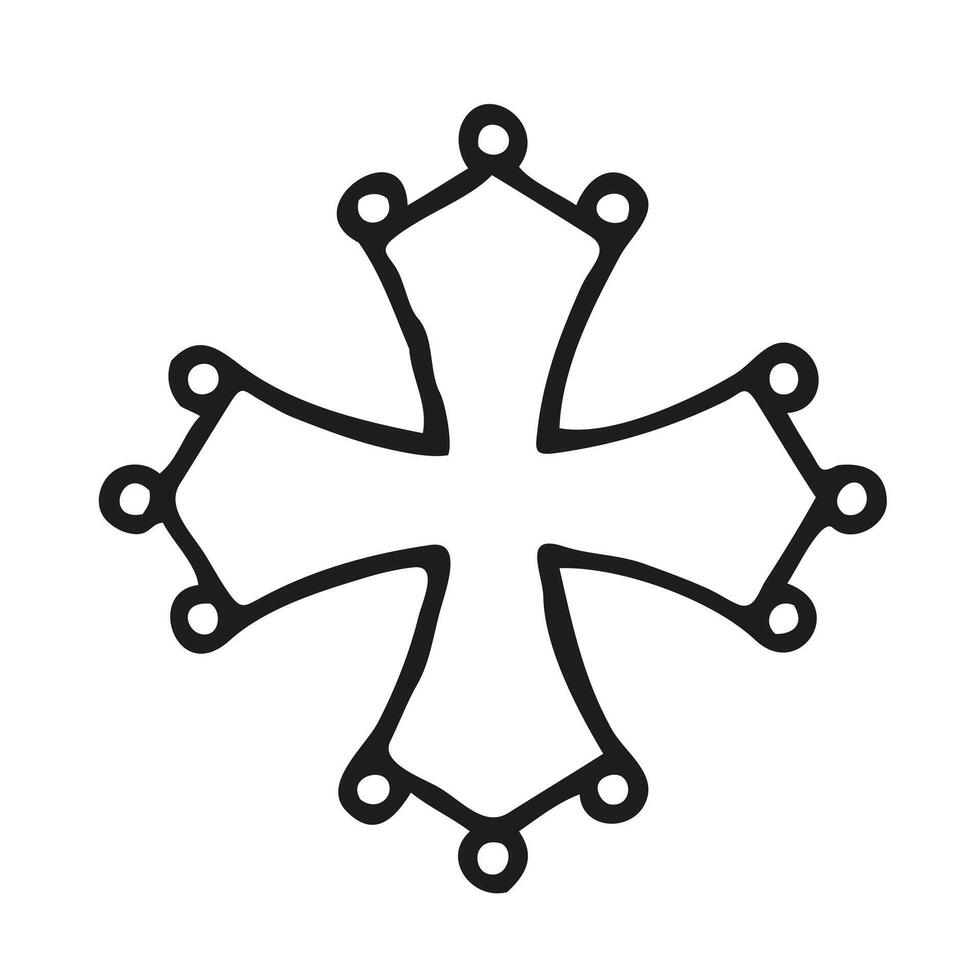 A stylized, white outline cross on a dark background. vector