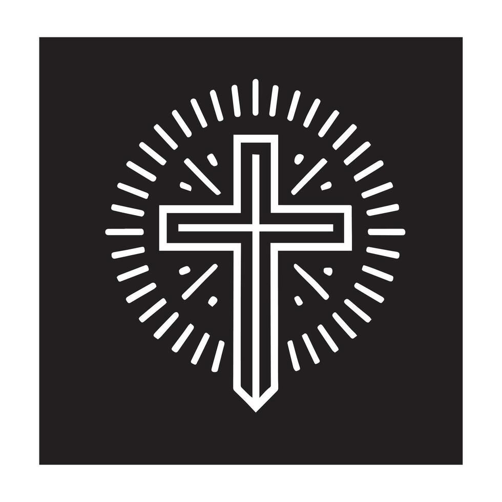 A stylized, ornate Christian cross design, detailed with leaf and floral motifs. vector