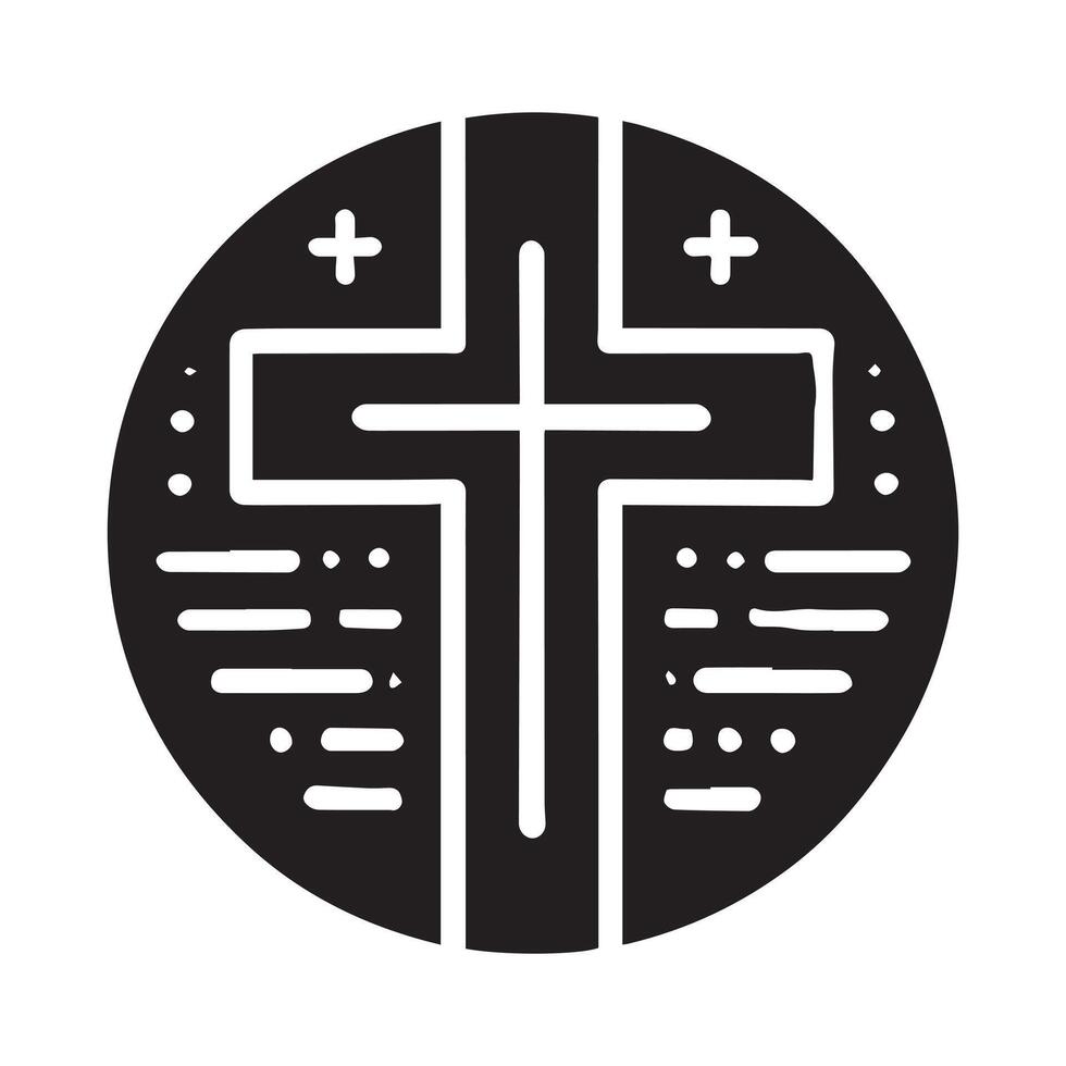 A stylized, black and white vetor graphic of a Christian cross. vector