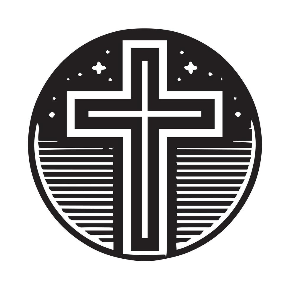 Simple Black Cross with Ribbons Vctor Graphic vector