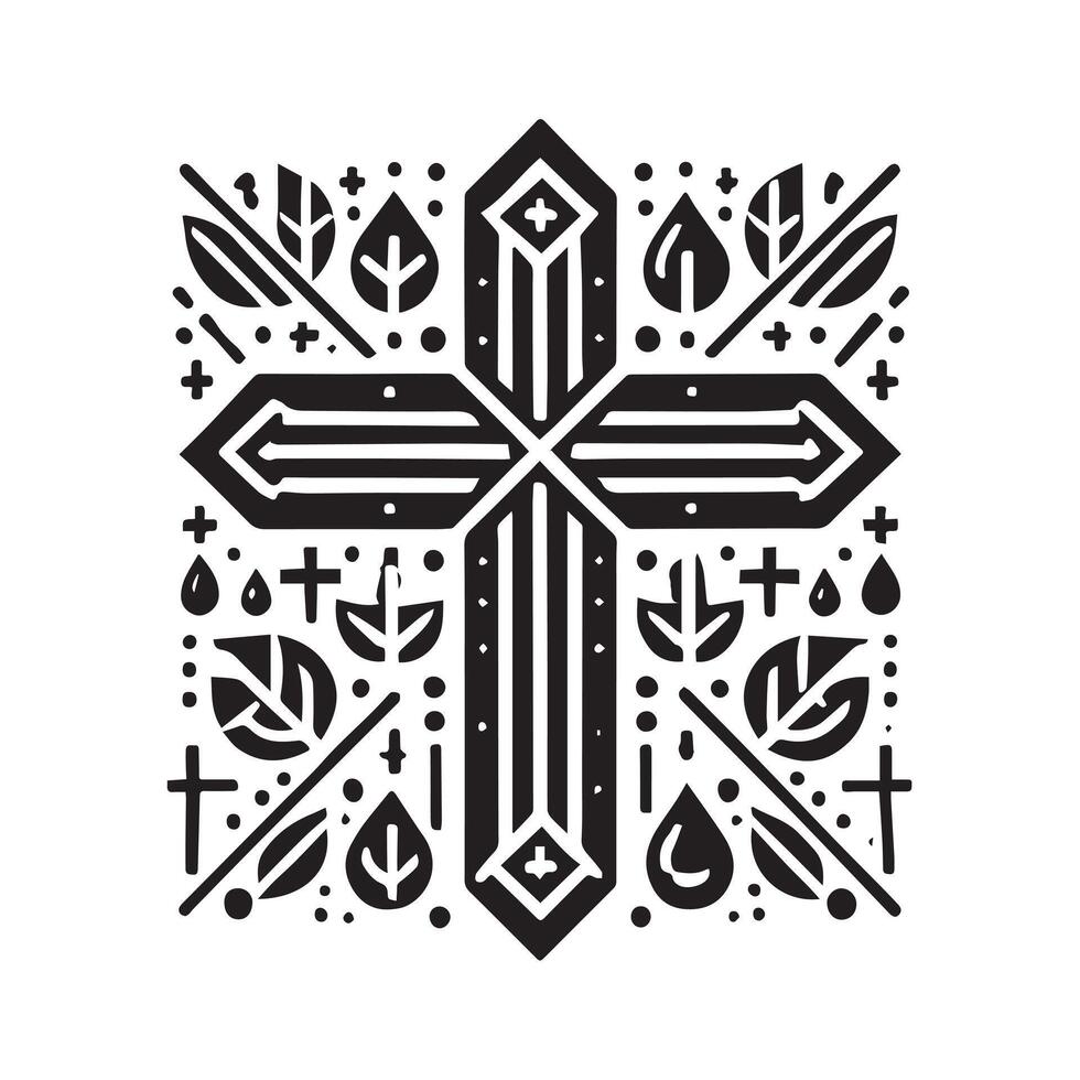 A bold, black silhouette of a Christian cross. vector