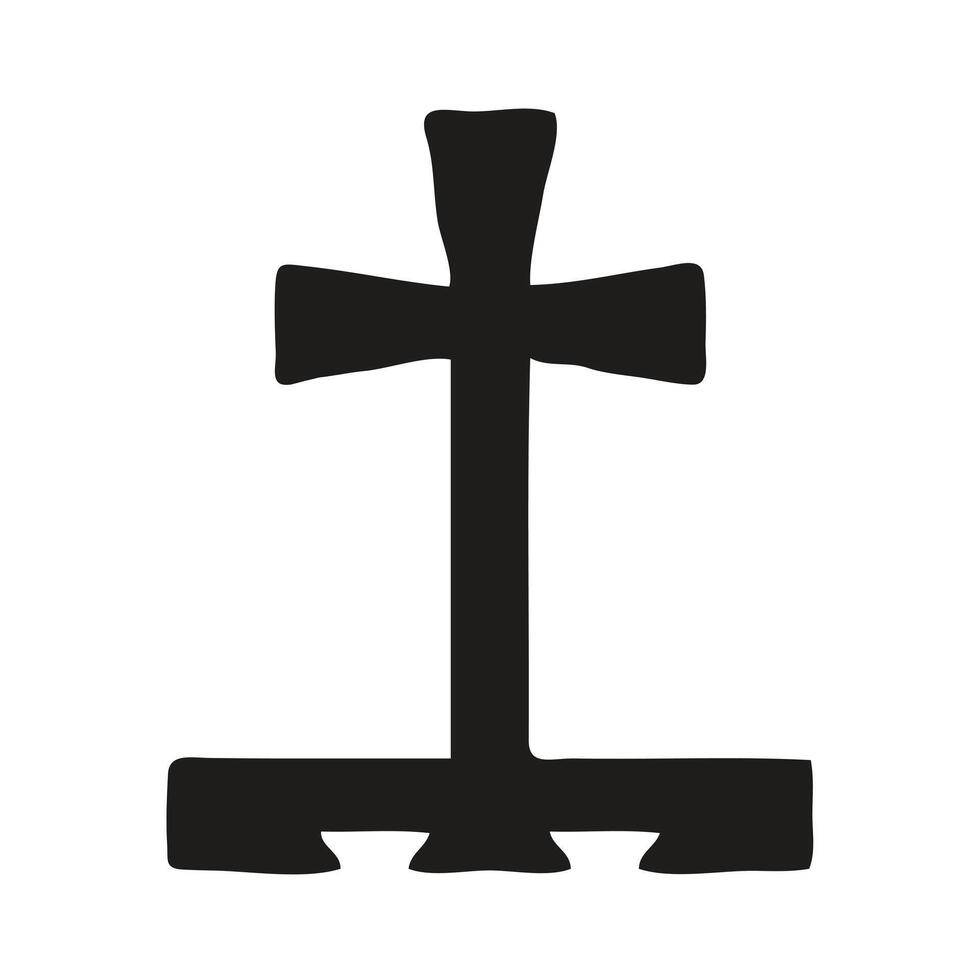 A bold, stylized black and white cross design. vector