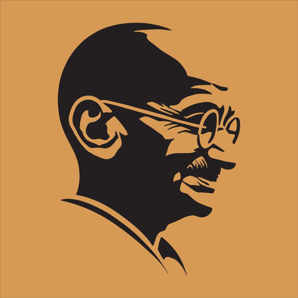 Mahatma Gandhi Silhouette Art for Gandhi Jayanti Celebrating Freedom Fighter Mohandas Karamchand Gandhi vector
