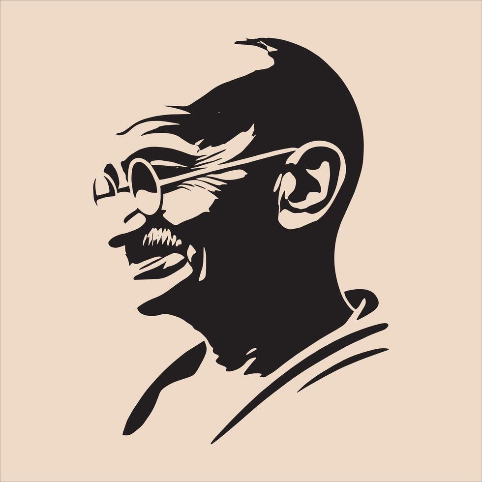 Mahatma Gandhi Silhouette Illustration Art for Gandhi Jayanti Featuring Freedom Fighter Mohandas Karamchand Gandhi vector