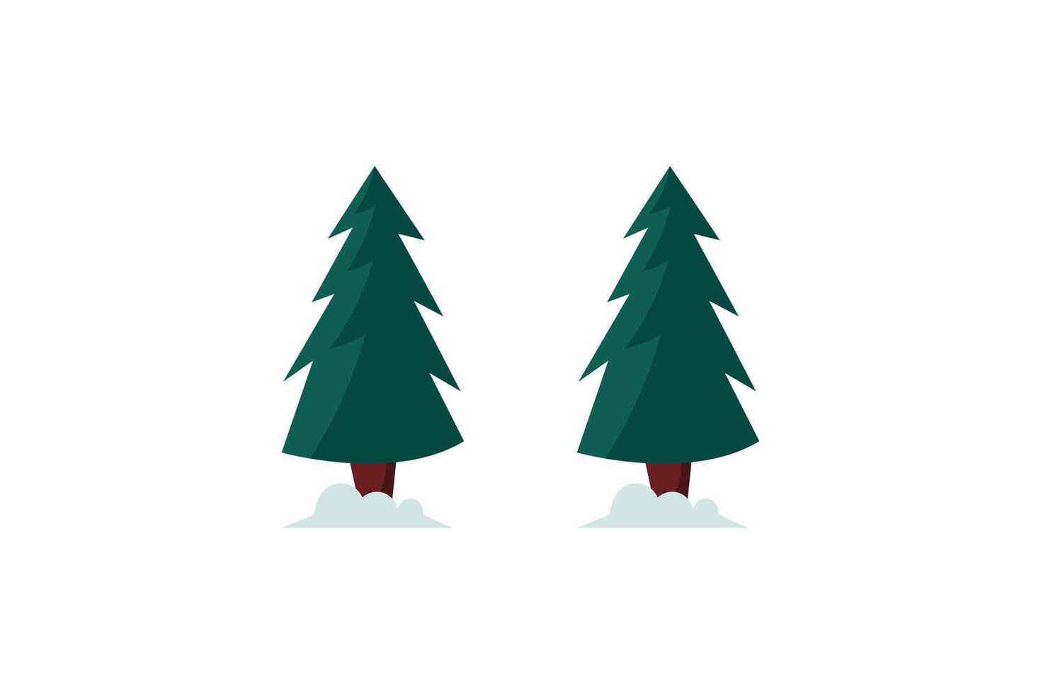 Simple illustration of two cartoon pine trees with snow at the base, perfect for winter or holiday-themed designs vector