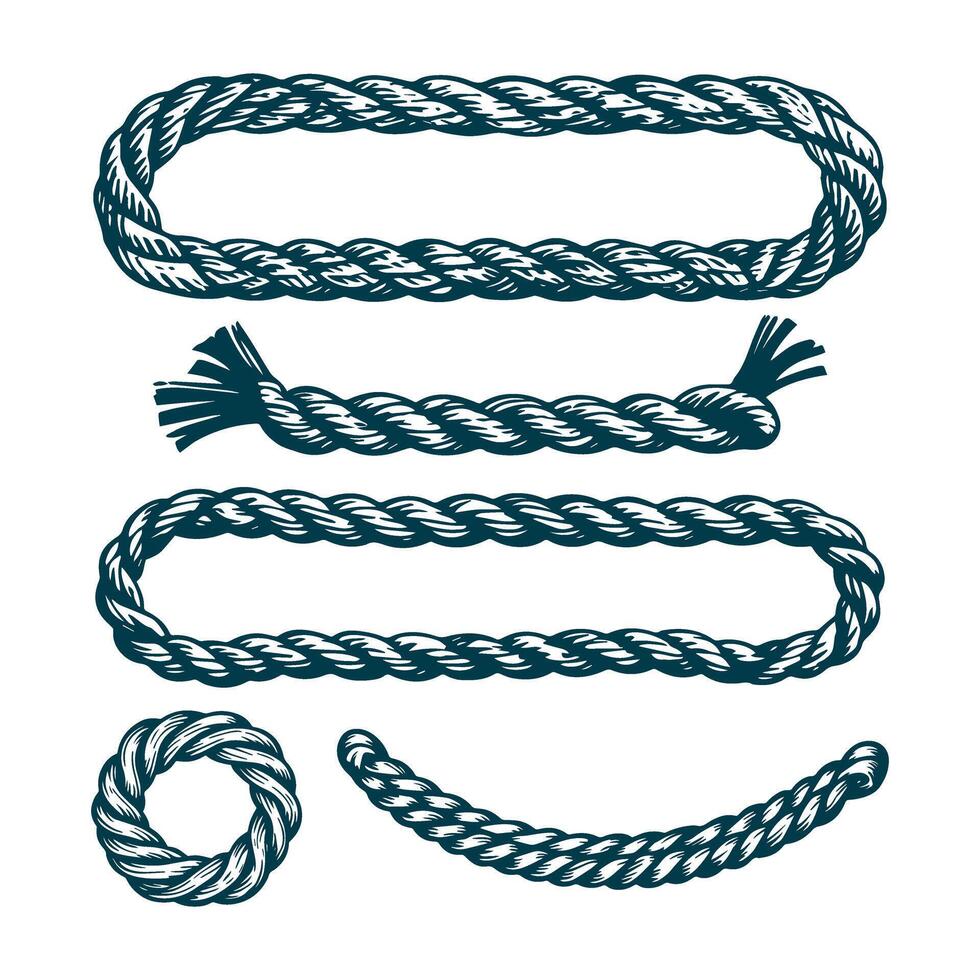 A set of rope elements knot design illustration vector