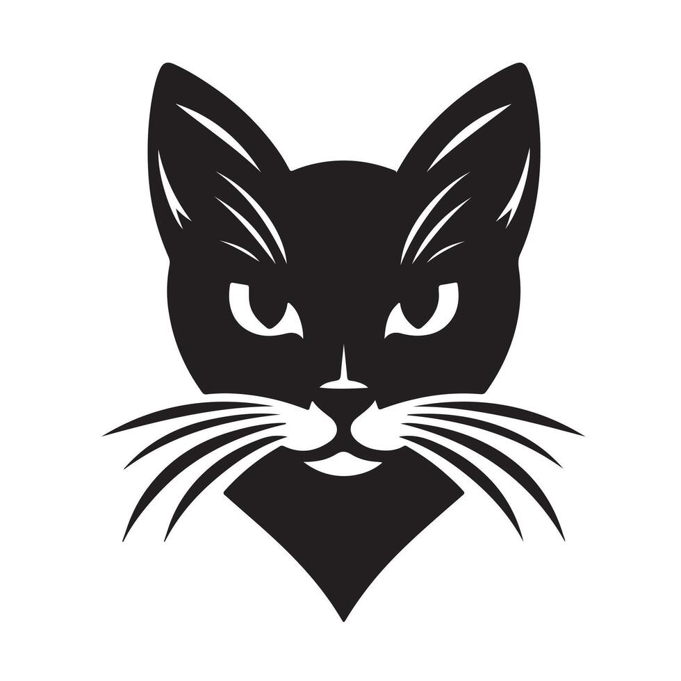 a black cat head on a white background vector
