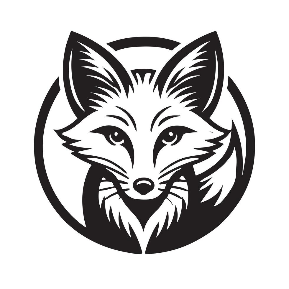 a black and white fox head logo vector