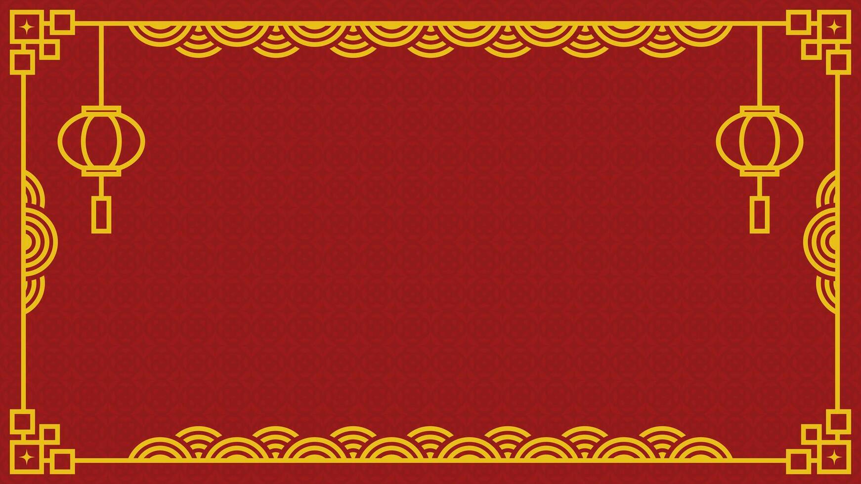 Red Chinese background with yellow frame and copy space for text vector