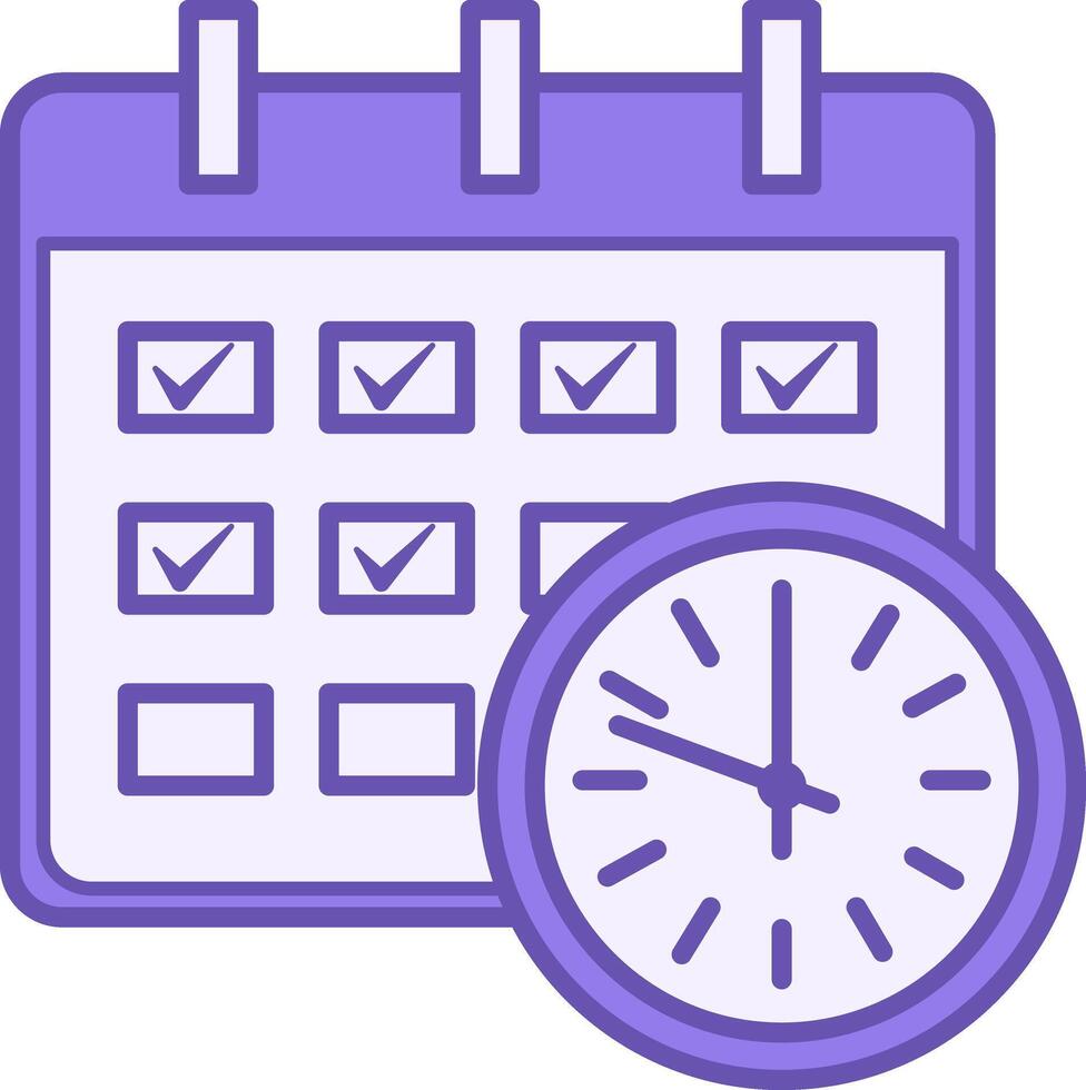 Colored Schedule Icon. Icon. Calendar and Clock. Office Concept vector