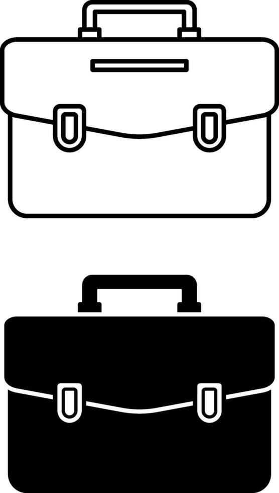 Briefcase Icons. Black and White Icons. Suitcase, Bag, Case, Briefcase. Office Concept vector