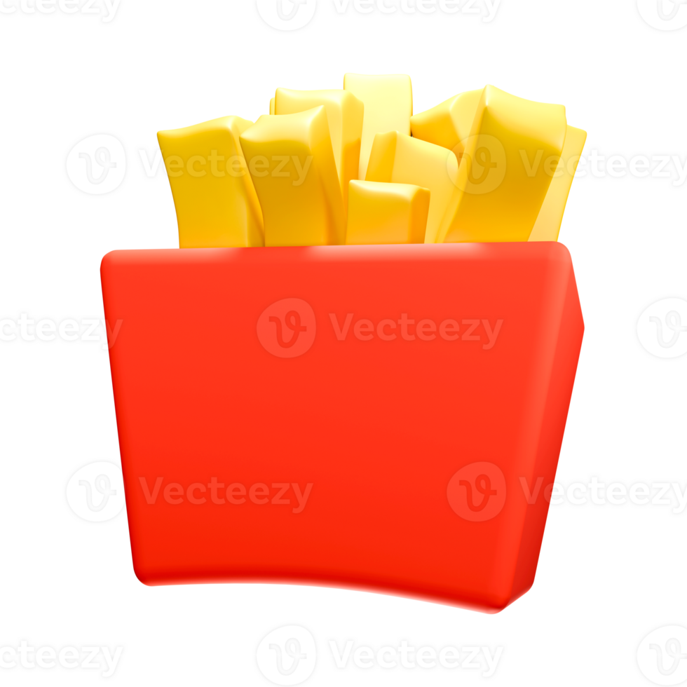 3d rendering illustration of french fries png