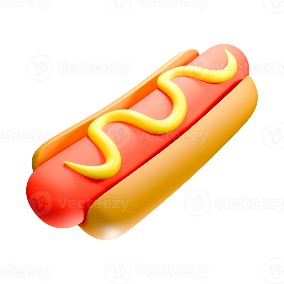 3d rendering illustration of hotdog png