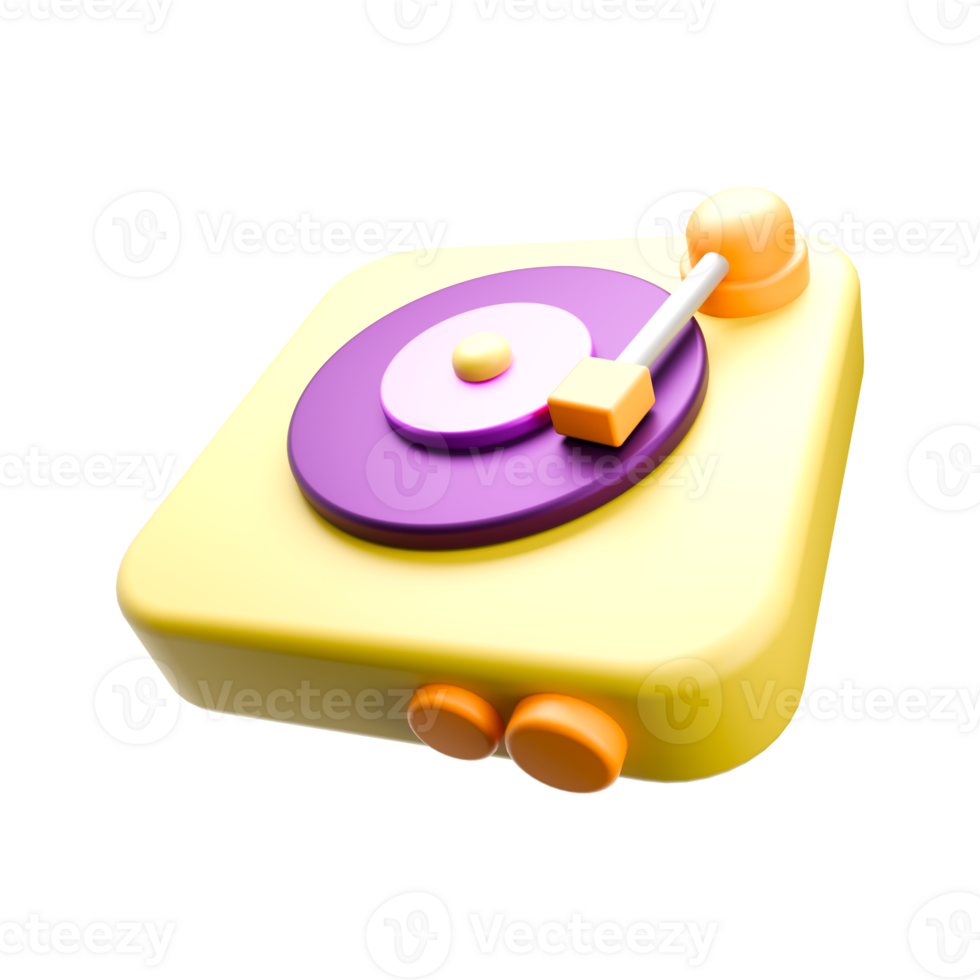3D icon render cute gramophone png