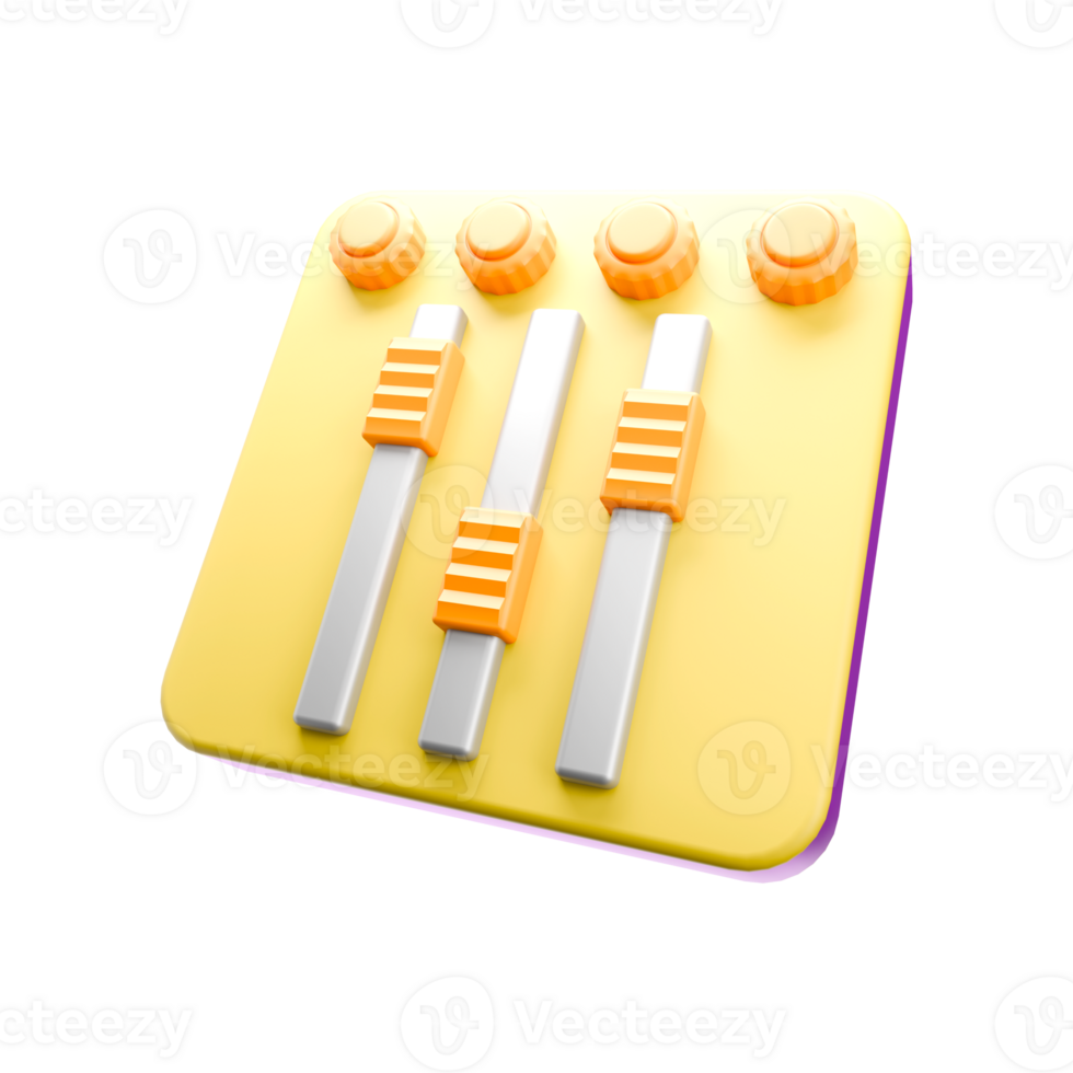 3D illustration of audio mixer png