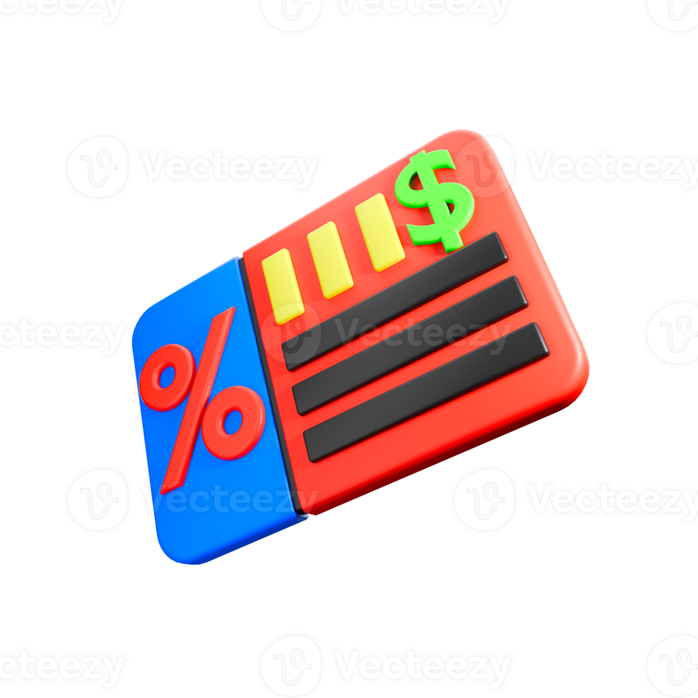 3d icon render illustration of discount card png