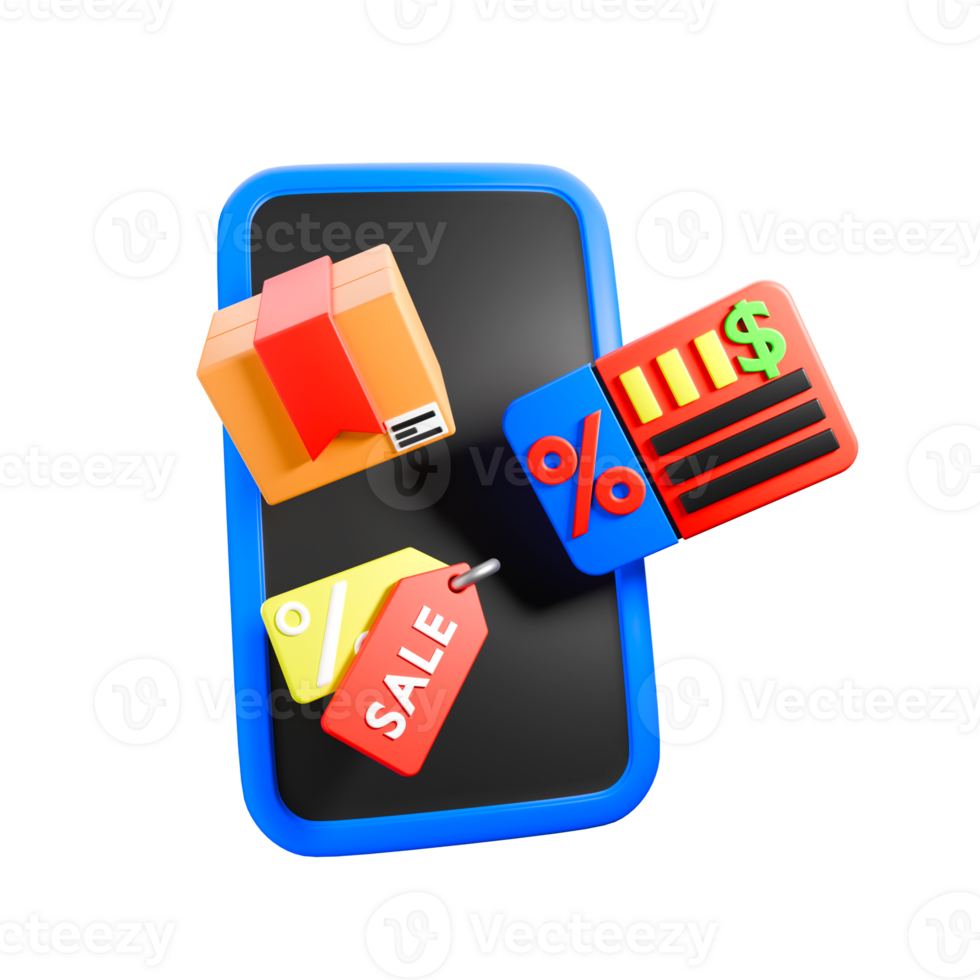 3d rendering illustration of online shopping png