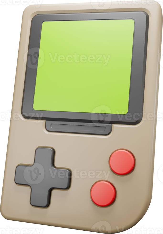 3d icon render vintage gameboy png