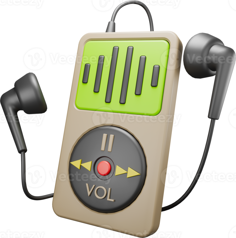3d icon render mp3 png