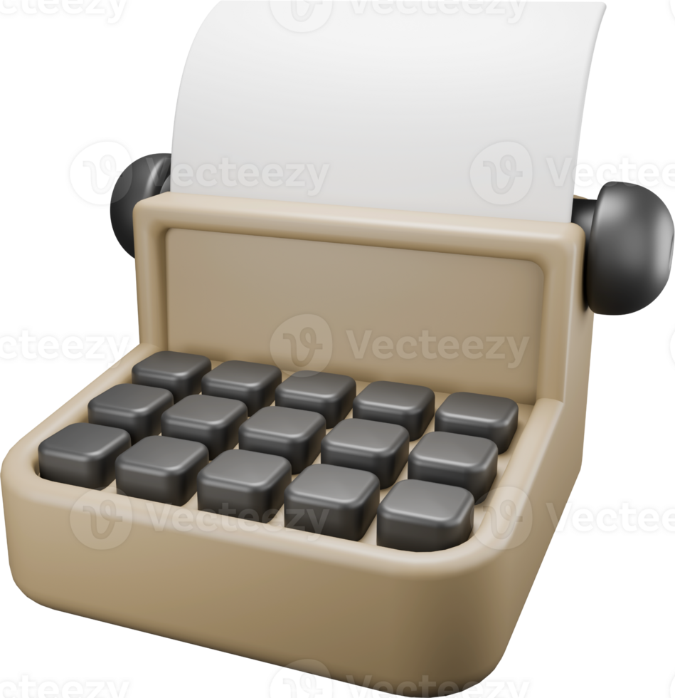 3d rendering illustration of old typewriter png