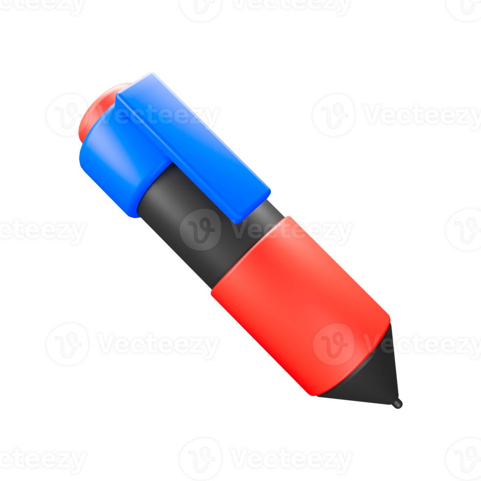 3d render illustration of red pen png